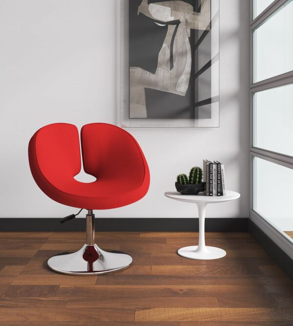 Manhattan Comfort Perch Red and Polished Chrome Wool Blend Adjustable Chair