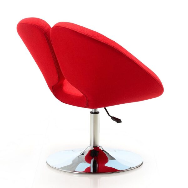 Manhattan Comfort Perch Red and Polished Chrome Wool Blend Adjustable Chair