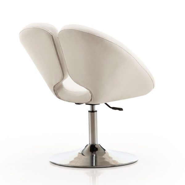 Manhattan Comfort Perch White and Polished Chrome Faux Leather Adjustable Chair