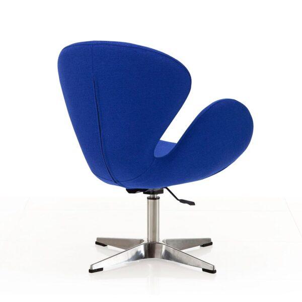 Manhattan Comfort Raspberry Blue and Polished Chrome Wool Blend Adjustable Swivel Chair