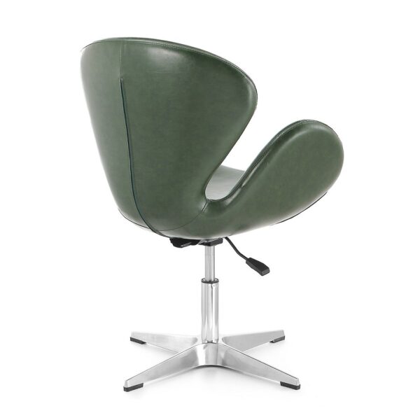 Manhattan Comfort Raspberry Forest Green and Polished Chrome Faux Leather Adjustable Swivel Chair