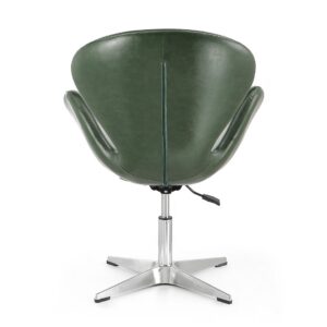 Manhattan Comfort Raspberry Forest Green and Polished Chrome Faux Leather Adjustable Swivel Chair