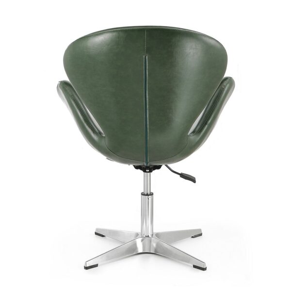 Manhattan Comfort Raspberry Forest Green and Polished Chrome Faux Leather Adjustable Swivel Chair