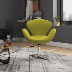 Manhattan Comfort Raspberry Green and Polished Chrome Wool Blend Adjustable Swivel Chair