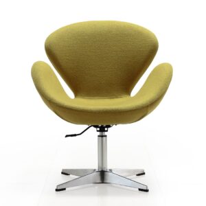 Manhattan Comfort Raspberry Green and Polished Chrome Wool Blend Adjustable Swivel Chair