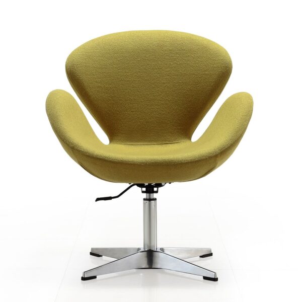 Manhattan Comfort Raspberry Green and Polished Chrome Wool Blend Adjustable Swivel Chair