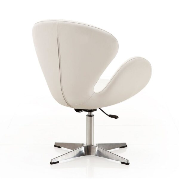 Manhattan Comfort Raspberry White and Polished Chrome Faux Leather Adjustable Swivel Chair