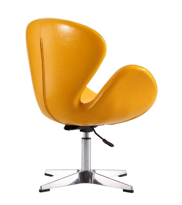 Manhattan Comfort Raspberry Yellow and Polished Chrome Faux Leather Adjustable Swivel Chair