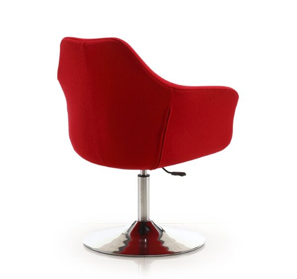 Manhattan Comfort Kinsey Red and Polished Chrome Wool Blend Adjustable Height Swivel Accent Chair