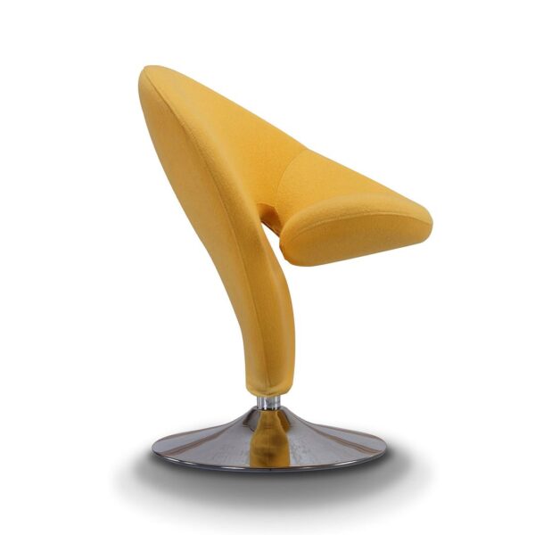 Manhattan Comfort Curl Yellow and Polished Chrome Wool Blend Swivel Accent Chair