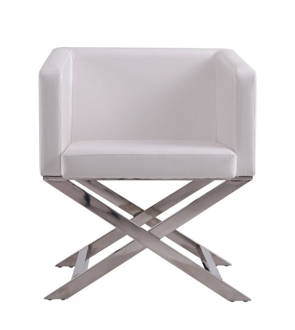 Manhattan Comfort Hollywood White and Polished Chrome Faux Leather Lounge Accent Chair