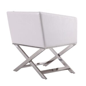 Manhattan Comfort Hollywood White and Polished Chrome Faux Leather Lounge Accent Chair