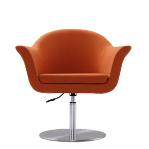 Manhattan Comfort Voyager Orange and Brushed Metal Woven Swivel Adjustable Accent Chair