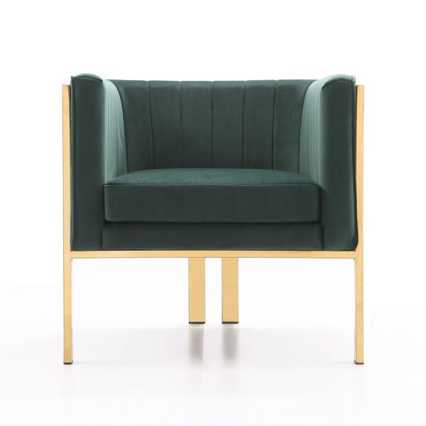 Manhattan Comfort Paramount Forest Green and Polished Brass Velvet Accent Armchair