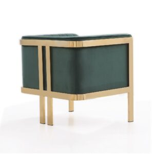 Manhattan Comfort Paramount Forest Green and Polished Brass Velvet Accent Armchair