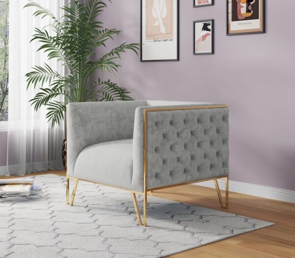 Manhattan Comfort Vector Grey and Gold Velvet Accent Chair