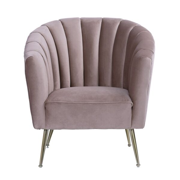 Manhattan Comfort Rosemont Blush and Gold Velvet Accent Chair