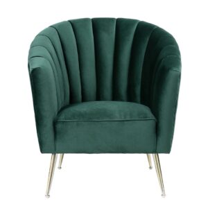 Manhattan Comfort Rosemont Green and Gold Velvet Accent Chair