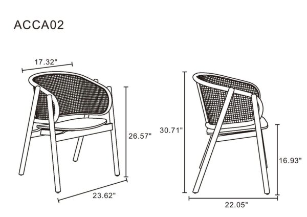 Manhattan Comfort Versailles Armchair in Black and Natural Cane