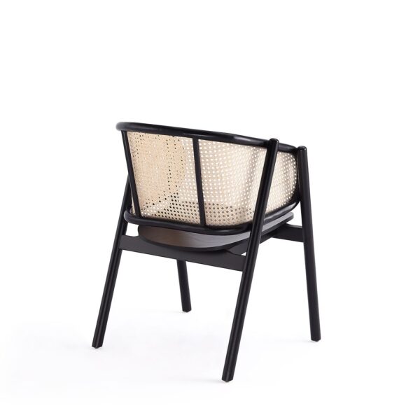 Manhattan Comfort Versailles Armchair in Black and Natural Cane