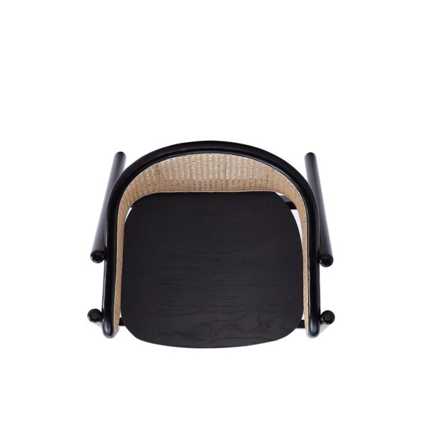 Manhattan Comfort Versailles Armchair in Black and Natural Cane