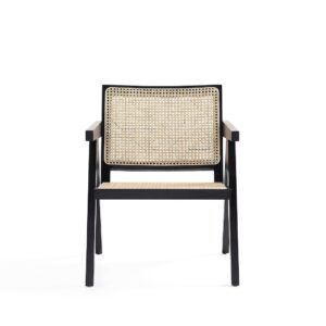 Manhattan Comfort Hamlet Accent Chair in Black and Natural Cane