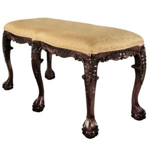 Design Toscano AF1335 47 Inch French Baroque Carved 6 Leg Duet Bench