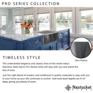 Nantucket Sinks Apron332010-16 33 Inch Pro Series Single Bowl Undermount Apron Front Stainless Steel Kitchen Sink