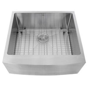 Nantucket Sinks APRON2420-SR-16 Pro Series 24 Inch Pro Series Single Bowl Undermount Apron Front Stainless Steel Kitchen Sink