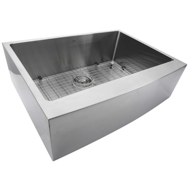 Nantucket Sinks APRON302010-SR-16 30 Inch Pro Series Single Bowl Undermount Apron Front Stainless Steel Kitchen Sink