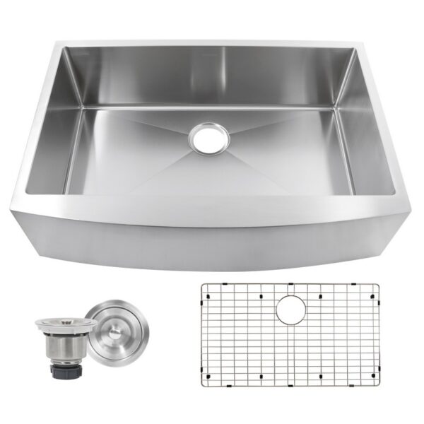 Nantucket Apron332210-SR-16 Pro Series Apron 33 Inch Pro Series Small Radius Farmhouse Apron Front Stainless Steel Sink