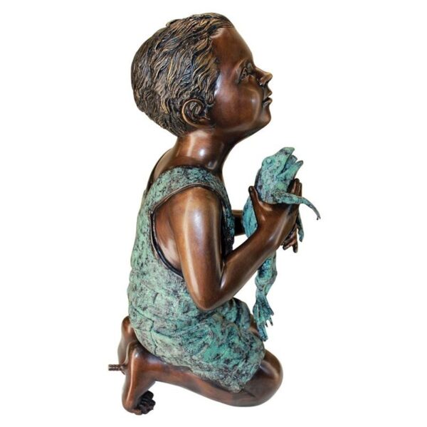 Design Toscano AS26040 10 1/2 Inch New Friend Boy with Frog Statue - Bronze