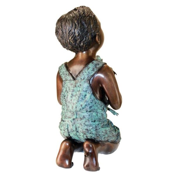 Design Toscano AS26040 10 1/2 Inch New Friend Boy with Frog Statue - Bronze