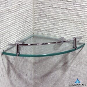 Blossom BA02 510 01 Wall Mounted Corner Glass Shelf in Chrome