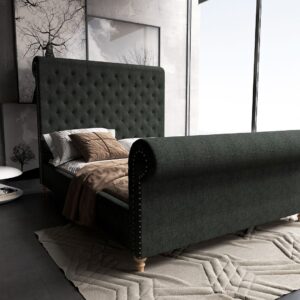 Manhattan Comfort Empire Charcoal Queen Bed