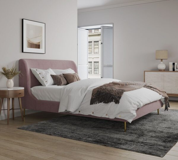 Manhattan Comfort Heather Full-Size Bed in Blush