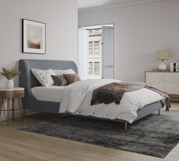 Manhattan Comfort Heather Full-Size Bed in Grey