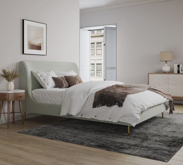 Manhattan Comfort Heather Queen Bed in Cream