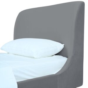 Manhattan Comfort Heather Velvet Twin Bed in Grey with Gold Legs