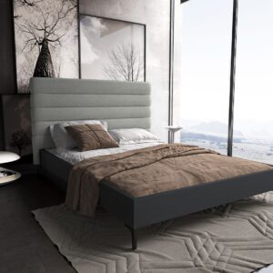 Manhattan Comfort Schwamm Queen Bed in Light Grey