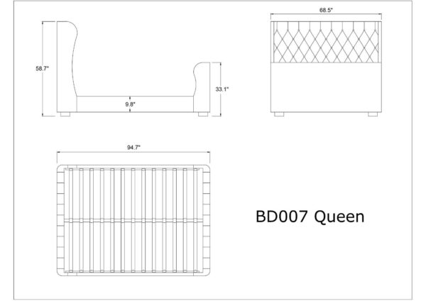 Manhattan Comfort Lola Ivory Queen Bed