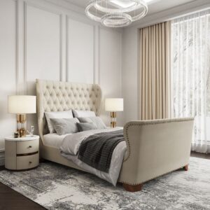 Manhattan Comfort Lola Ivory Queen Bed