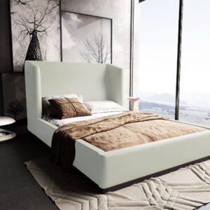 Manhattan Comfort Lenyx Cream Queen Bed