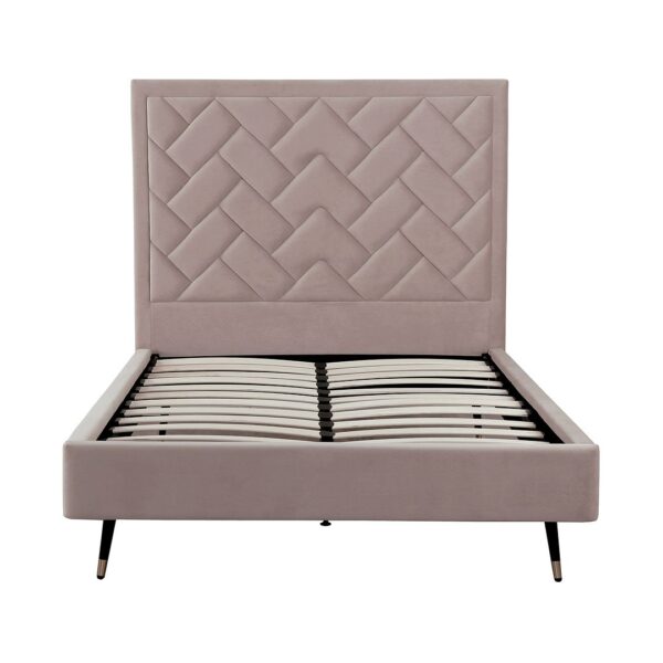 Manhattan Comfort Crosby Modern Full- Size Upholstered Velvet Bedframe and Headboard in Blush