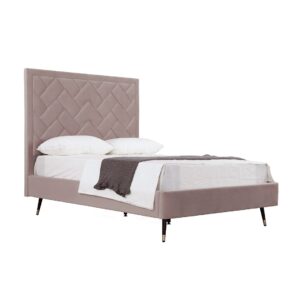 Manhattan Comfort Crosby Modern Full- Size Upholstered Velvet Bedframe and Headboard in Blush