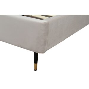 Manhattan Comfort Crosby Modern King-Size Upholstered Velvet Bedframe and Headboard in Greige