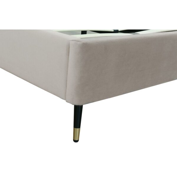 Manhattan Comfort Crosby Modern Queen-Size Upholstered Velvet Bedframe and Headboard in Greige