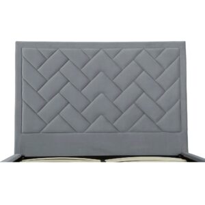 Manhattan Comfort Crosby Modern Queen-Size Upholstered Velvet Bedframe and Headboard in Grey