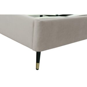 Manhattan Comfort Crosby Modern Twin-Size Upholstered Velvet Bedframe and Headboard in Greige