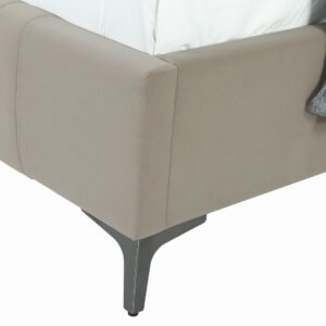 Manhattan Comfort Promenade Mid-Century Modern Velvet Upholstered Full- Size Bed in Rustic Taupe